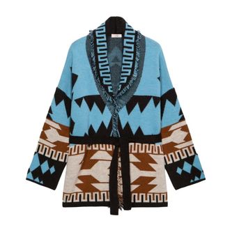 Oltre C&aacute;rdigan Jacquard con Flecos - Knitwear - Mujer - Multicolor - S