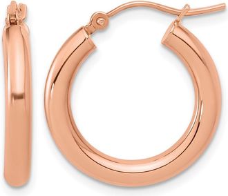 Diamond2Deal 14K Rose Gold 3mm Round Shape Hoop Earrings