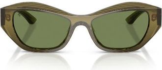 Ferrari 53mm Cat Eye Sunglasses in Striped Green /Green Red at Nordstrom