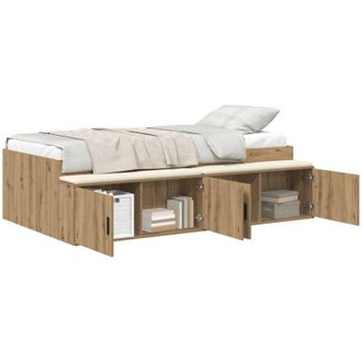 vidaXL Storage Bed Frame Artisan oak 90 x 200 cm Engineered wood Vidaxl