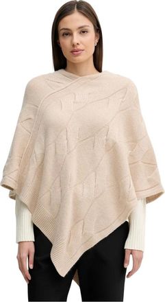 Benetton Diamant poncho van pure kasjmier - Dames - Truien - Beige - Maat: ONE Size Kasjmier