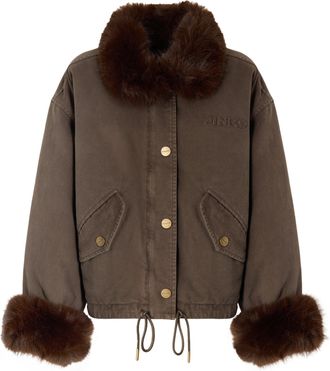Pinko Bull Cotton Fur-Trim Peacoat