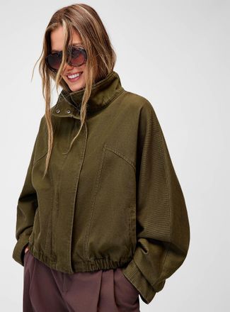 Twik Womens Funnel neck washed twill jacket