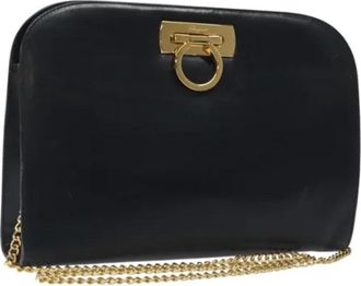 Ferragamo Tweedehands leren schoudertassen - Dames - Vintage Schoudertas - Blauw - ONE Size - Leer - Vintage