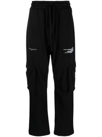 Ih Nom Uh Nit Mission logo-print cargo track pants - men - Cotton - M - Black