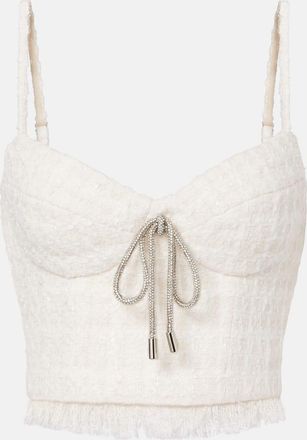 Area Embellished tweed crop top