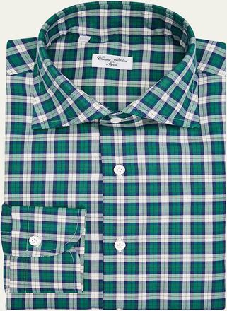 Cesare Attolini Mens Cotton Plaid Button-Down Shirt