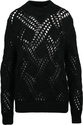 Jil Sander Virgin Wool Cable Knit Sweater With Textured Openwork Details