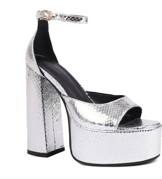 Generic Womens Ankle Strap Wedding Dress Shoes with Buckle Peep Toe PU Leather Bridal Sandals Chunky High Heel Platform Pumps,Silver,3.5 UK