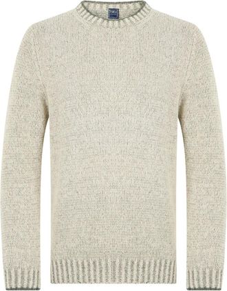 Fedeli Elegante en veelzijdige trui met lange mouwen - Heren - Ronde hals truien - Beige - L - Katoen - Truien & Vesten