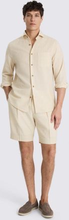 Moss Neutral Wool Pleated Shorts