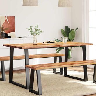 vidaXL Vidaxl - Mesa De Comedor Con Borde Vivo Madera Maciza Acacia 160x80x75cm
