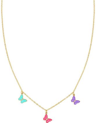 Bony Levy 14K Gold Enamel Butterfly Charm Necklace in 14K Yellow Gold at Nordstrom Rack, Size 18