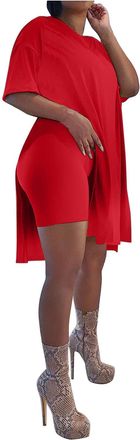 Generic Lounge Wear Sets for Women UK Shorts Womens Shorts and T Shirt Sets Plus Size Red