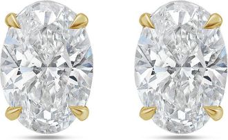 Diana M. Jewels 14kt 1ct Lab Grown 4 Prong Studs oval cut, DEF color, VS clarity, excellent cut