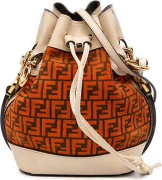 Fendi Pre-owned Bucket Bags, female, Orange, Size: ONE SIZE Pre-owned The Mon Tresor Bucket Bag