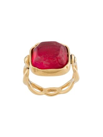Goossens Anello placcato oro 24kt con cristallo taglio cabochon