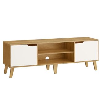 Vasagle Mueble de tv con estante ajustable de 147 cm de color roble y blanco