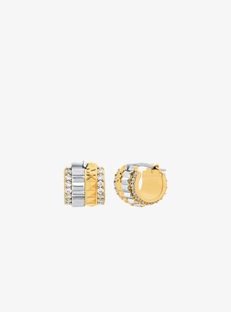 Michael Kors Pav&eacute; Two-Tone Fluted Huggie Earrings