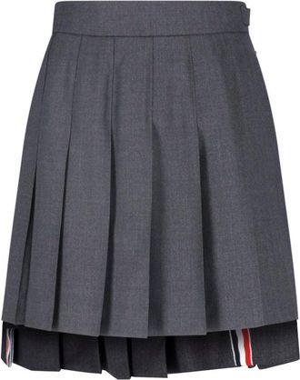 Thom Browne Grey Wool Pleated Mini Skirt