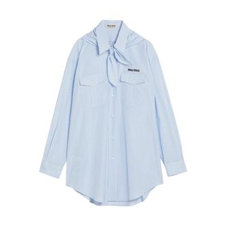 Miu Miu Shirts, female, Blue, XS, Striped Poplin Shirt