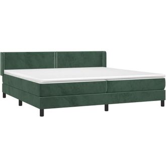vidaXL Cama Box Spring Con Colch&oacute;n Terciopelo Verde Oscuro 200x200 Cm Vidaxl