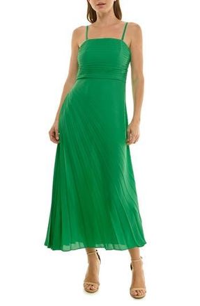 Nicole Miller Strapless Pleated Chiffon Maxi Dress in Lily Pad at Nordstrom Rack, Size 16