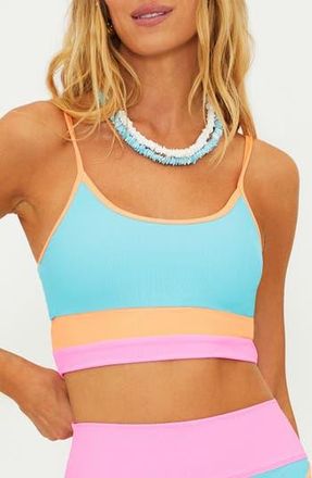 Beach Riot Eva Rib Colorblock Bikini Top in Blue/Green Crush Color at Nordstrom Rack, Size X-Large