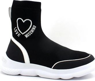 Love Moschino Calzino Elastic Sock - Dames - Sneakers - Zwart - 38 EU - Leer - Schoenen