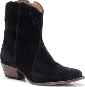 Free People New Frontier Western Bootie in Black Suede at Nordstrom Rack, Size 6.5Us / 36.5Eu