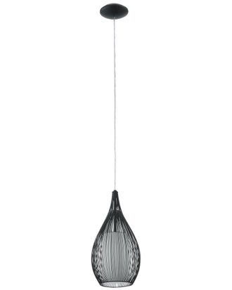 Eglo Eglo Razoni 1 Light Pendant With Black Finish & Opal Glass Shade