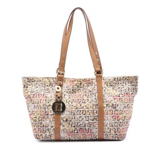 Fendi Pre-owned Womens Zucchino Canvas Floral Superstar Tote - Light Grey Textile - One Size