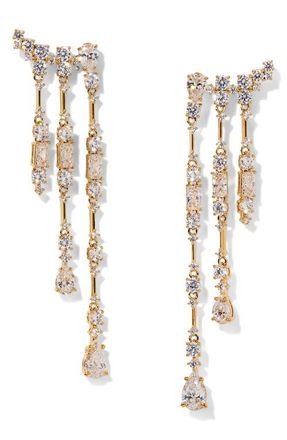 Nadri Everleigh Cubic Zirconia Fringe Earrings in Gold at Nordstrom