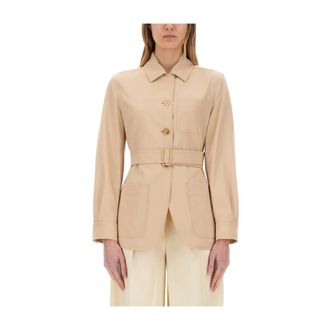 Max Mara Jassen, Dames, Beige, M, Wol, Virgin Wool Jacket