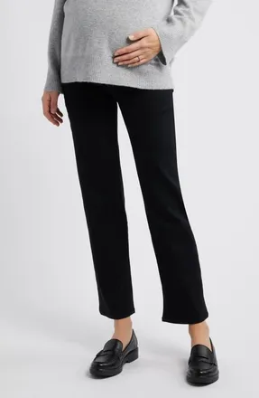 1822 Denim Over the Bump Slim Straight Leg Maternity Jeans in Black at Nordstrom, Size 28