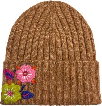 MARCUS ADLER Flower Embroidered Beanie