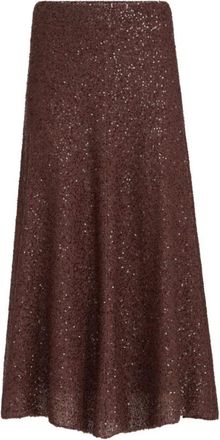 Brunello Cucinelli Brunello Cucinelli, Midi Skirts, female, Brown, Size: L Dazzling Texture Knit Skirt