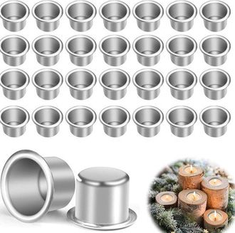 OEM Dailygoods, Juego De 30 Portavelas, Aluminio, Apto Para Velas De Mesa/velas Peque&ntilde;as, Resistente Y A Prueba De &Oacute;xido, Portavelas