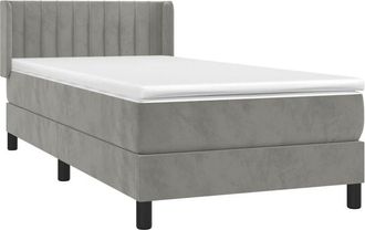 vidaXL Vidaxl - Cama Box Spring Con Colch&oacute;n Terciopelo Gris Claro 100x200 Cm