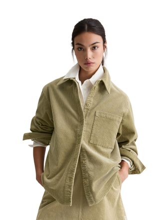 Marc O'Polo Denim Hemdbluse MARC OPOLO DENIM, Damen, Gr. S, artichoke leaf, Cord, Obermaterial: 98% Baumwolle, 2% Elasthan, relaxed fit, 1-Knopf-Manschette, Blusen Hemd