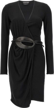 Tom Ford Womens Leather Jersey Dress In Black