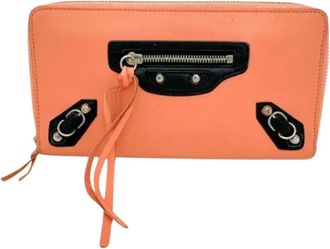 Balenciaga Tweedehands leren portemonnees - Dames - Vintage Accessoires - Oranje - ONE Size - Vintage
