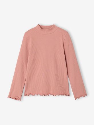 Vertbaudet M&auml;dchen Rollkragenshirt aus Rippstrick altrosa