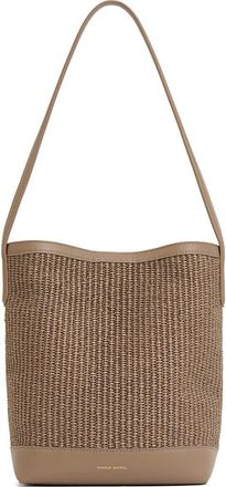 Mansur Gavriel Small Everyday Cabas Woven Raffia & Suede Bucket Tote in Anise at Nordstrom