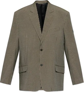 Balenciaga Jassen, Heren, Bruin, M, Blazer met Ruitpatroon
