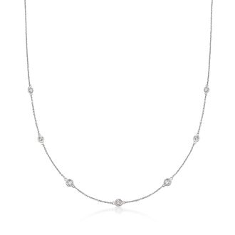 Ross-Simons Graduated Bezel-Set Diamond Station Necklace in 14kt White Gold