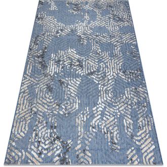 RugsX Alfombra Structural Sole D3841 - Hex&aacute;gonos Tejido Plano Azul / Beige Blue 200x290 Cm