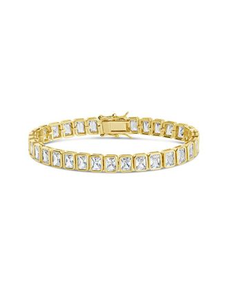 Sterling Forever 14K Plated Cz Roxie Bezel Tennis Bracelet