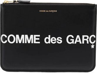 Comme Des Gar&ccedil;ons Zwarte Leren Logo Portemonnee - Heren - Portefeuilles - Zwart - ONE Size - Leer - Accessoires