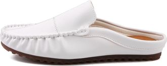 Generic Mens Loafers Shoe Stitching Details Backless Moccasins Shoes Vegan Leather Comfortable Slip Resistant Flexible Fashion Outdoor Slip-ons(White,6.5 UK)